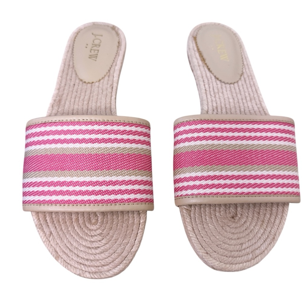 J. CREW Factory Striped Slide Sandals in Pink Size 9 - Picture 3 of 10